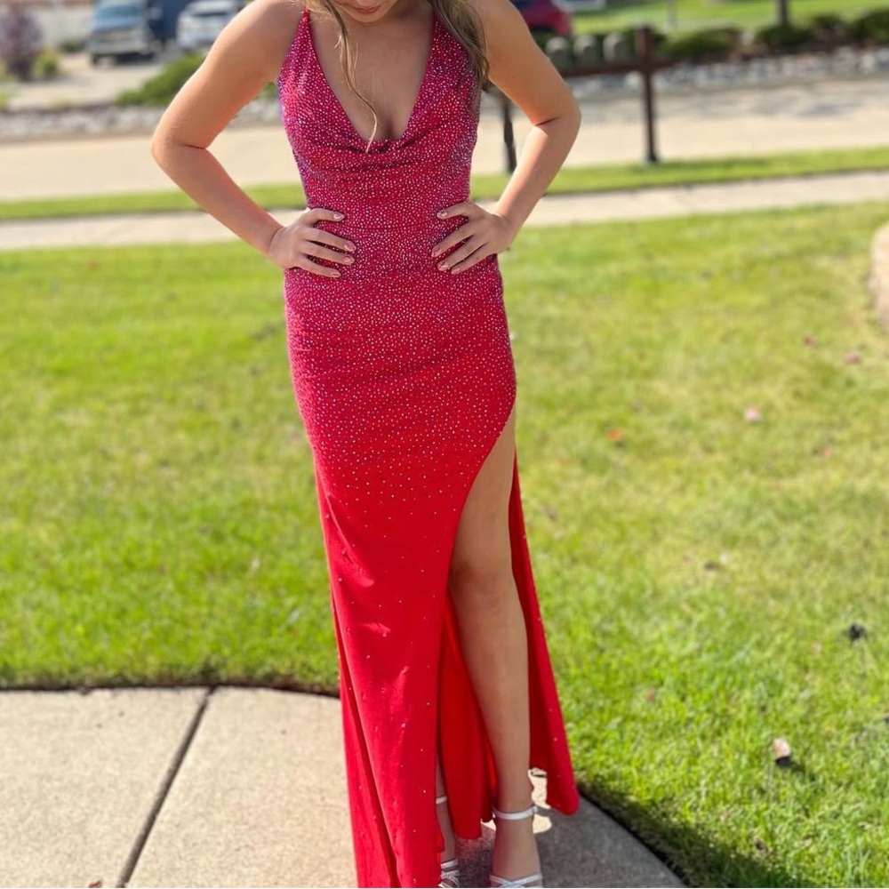 Alyce Paris Sparkling Red Prom Dress